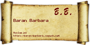 Baran Barbara névjegykártya